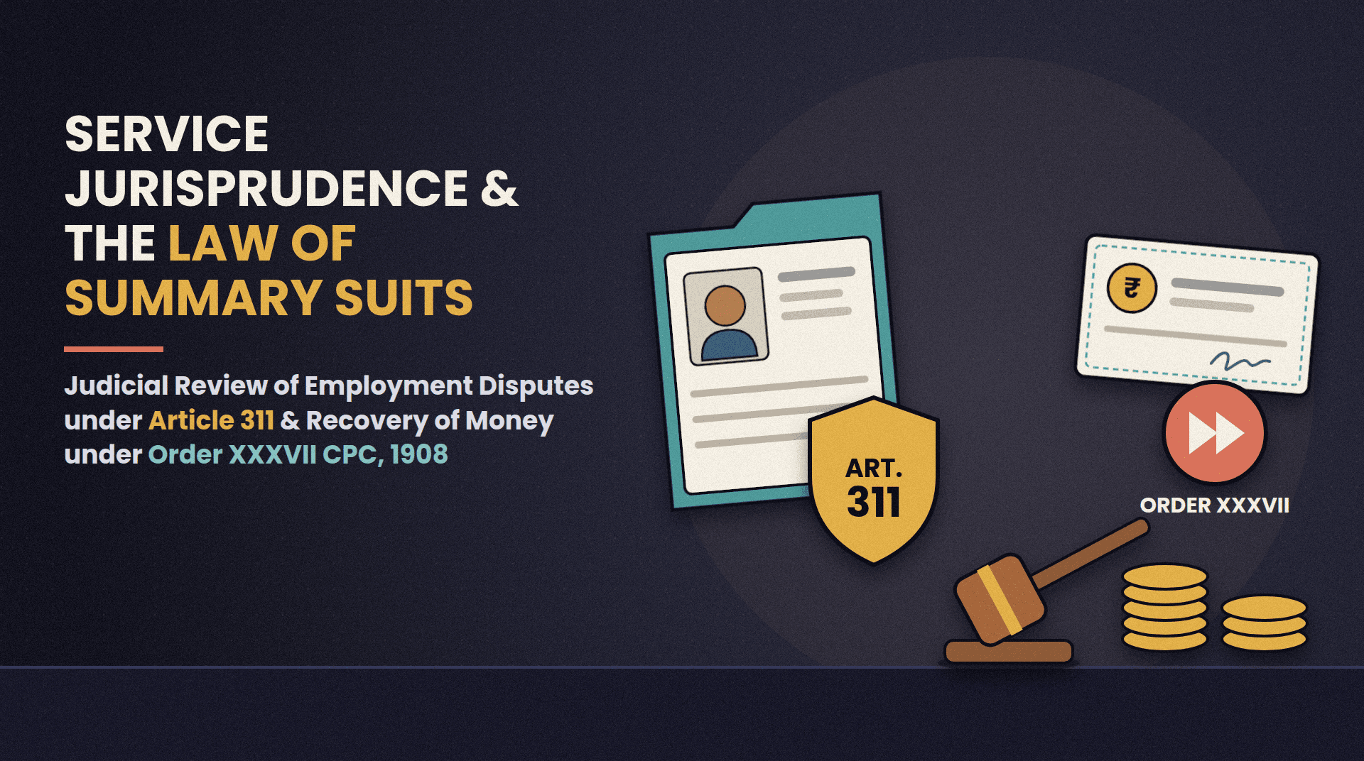 Service Jurisprudence and the Law of Summary Suits: Judicial Review of Employment Disputes under Article 311 and Recovery of Money under Order XXXVII CPC, 1908